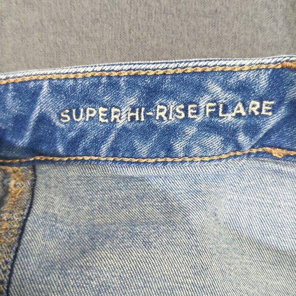 American Eagle Jeans Women's 10 Blue Super Hi-Rise Flare Denim - Picture 10 of 12